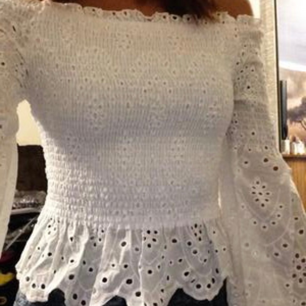 Express Off the Shoulder Smocked Top